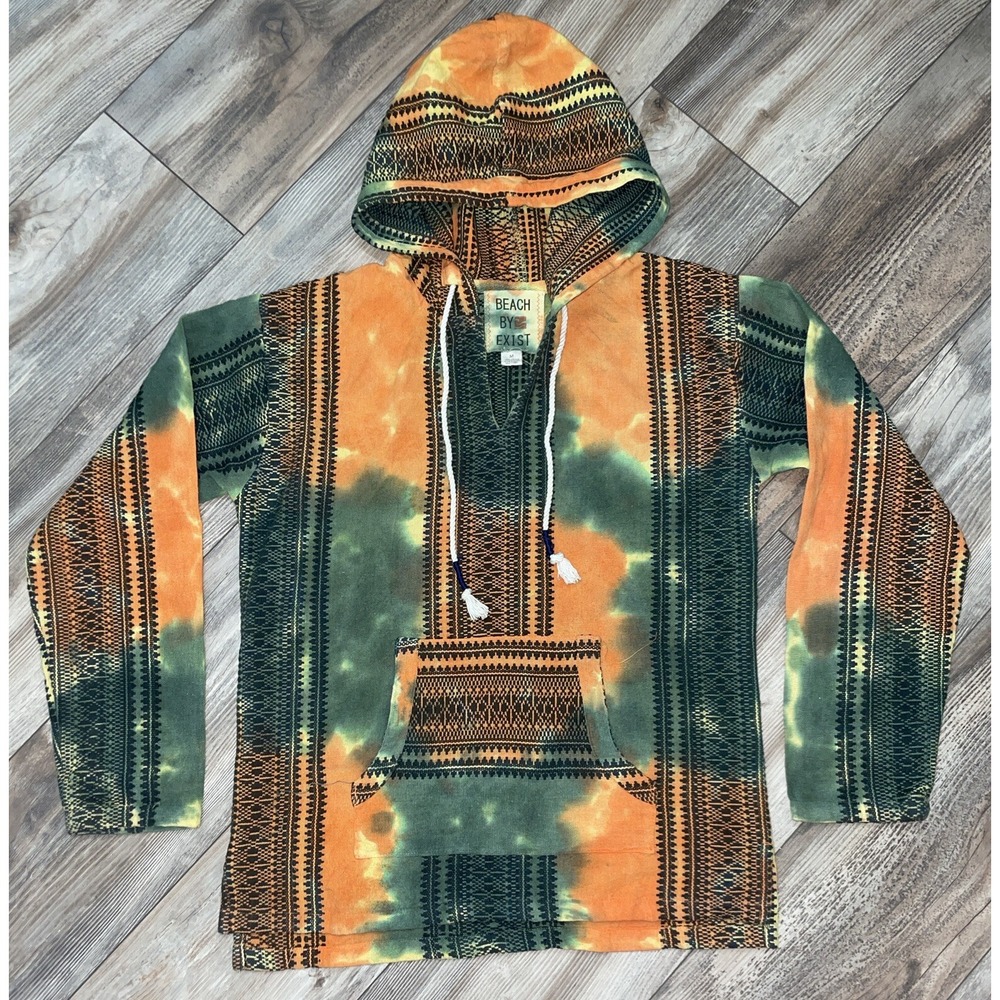 Beach by Exist Youth Teen Hooded Pullover Orange Sz M T-Dye With Pocket